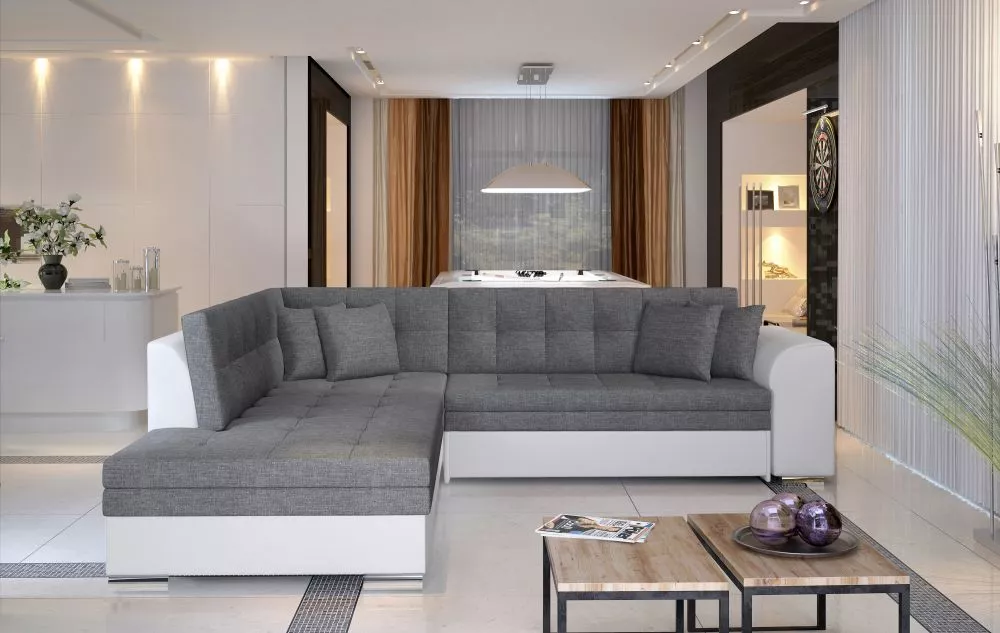 Dīvāns Pieretta Standard · Tumši pelēks + balts · 205 × 260 × 80 cm