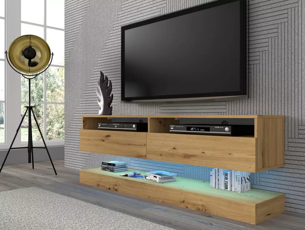 TV tumba Duo 160 ar LED · 160 × 34 cm