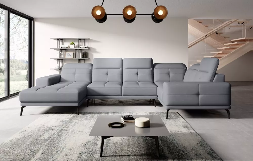 Dīvāns Neviro Premium standard · Gaiši pelēks · 201 × 350 × 57 cm