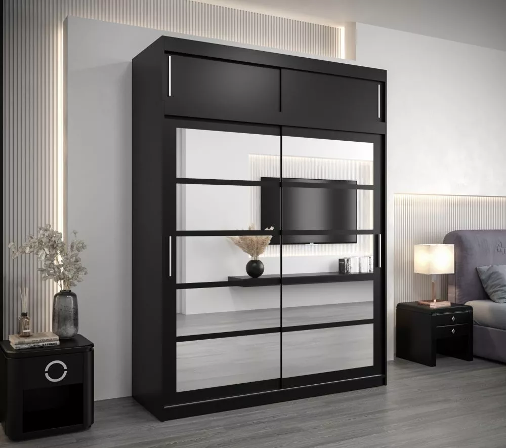 Skapis Roma 2 Premium · Melns · 180 × 62 × 240 cm