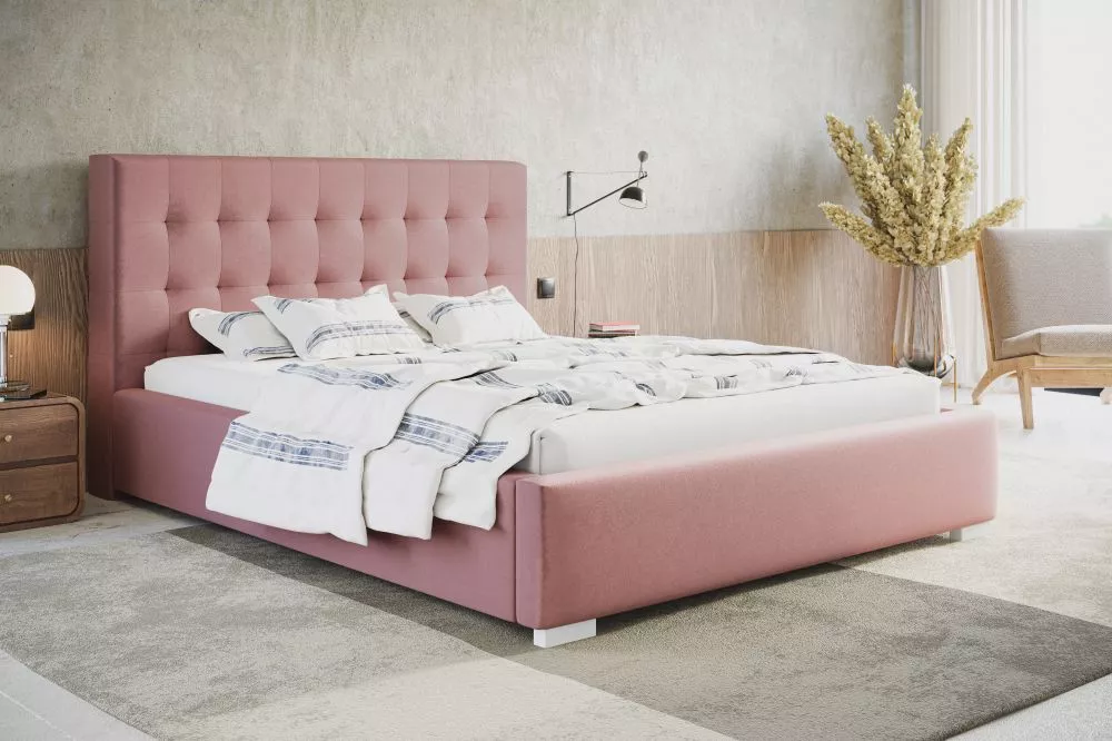 Gulta Bed 2 standard ar stelāžu Guļamvietas platums: 160 cm, Guļamvietas garums: 200 cm, stelāžas tips: koka, · Rozā · 1