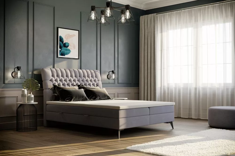 Gulta Molly Boxspring Standard Guļamvietas platums: 160 cm, Guļamvietas garums: 200 cm, · Pelēks · 160 × 215 × 125 cm