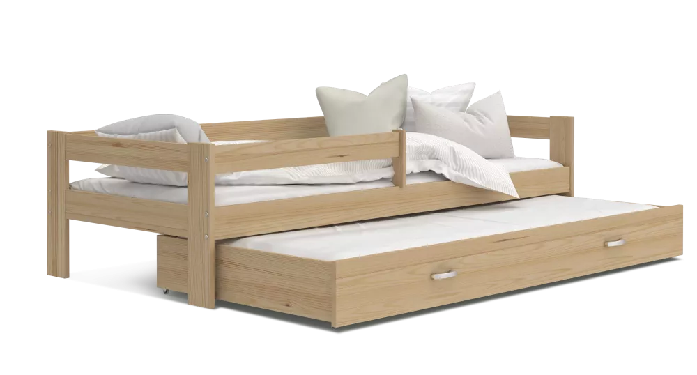 Bērnu gulta Hugo P2 80x190 ar stelāžām Guļamvietas platums: 80 cm, Guļamvietas garums: 190 cm, · Priede · 85 × 199 × 56 