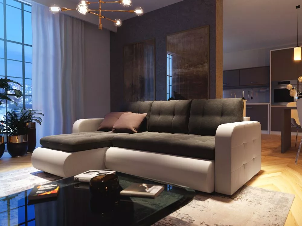 Dīvāns Vegas Relax standard · Tumši pelēks + balts · 152 × 235 × 85 cm