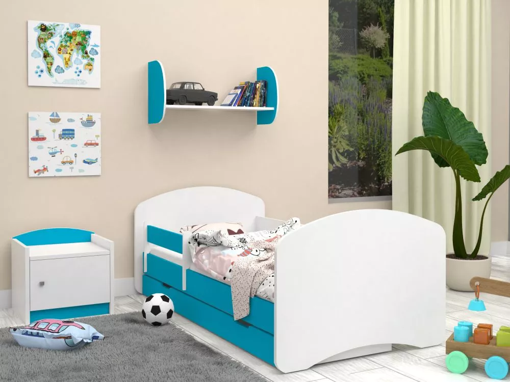 Bērnu gulta Happy L09 Double 200x90 ar stelāžām Guļamvietas platums: 90 cm, Guļamvietas garums: 200 cm, · 102 × 204 × 70