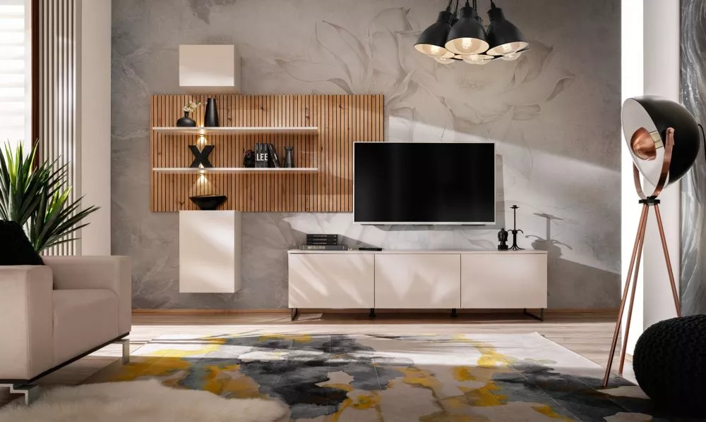 Sekcija Gusto PW A ar LED Korpusa krāsa: bēšs, · 280 × 45 × 200 cm