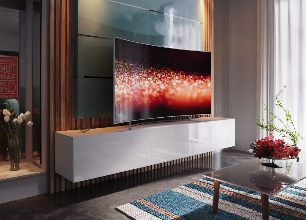 TV tumba Box 14 · Balts · 258 × 38 × 40 cm
