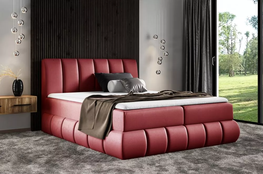 Gulta Venezia Boxspring Premium Standard Guļamvietas platums: 120 cm, Guļamvietas garums: 200 cm, · Tumši sarkans · 124 