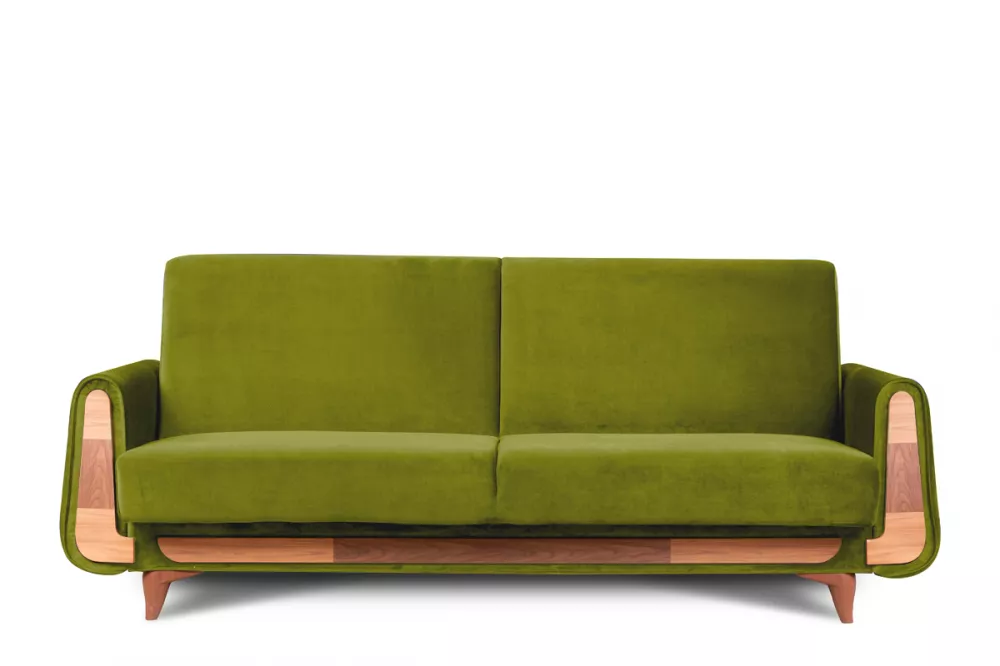 Dīvāns Gustavo 3S Standard · Olīvu · 98 × 230 × 98 cm