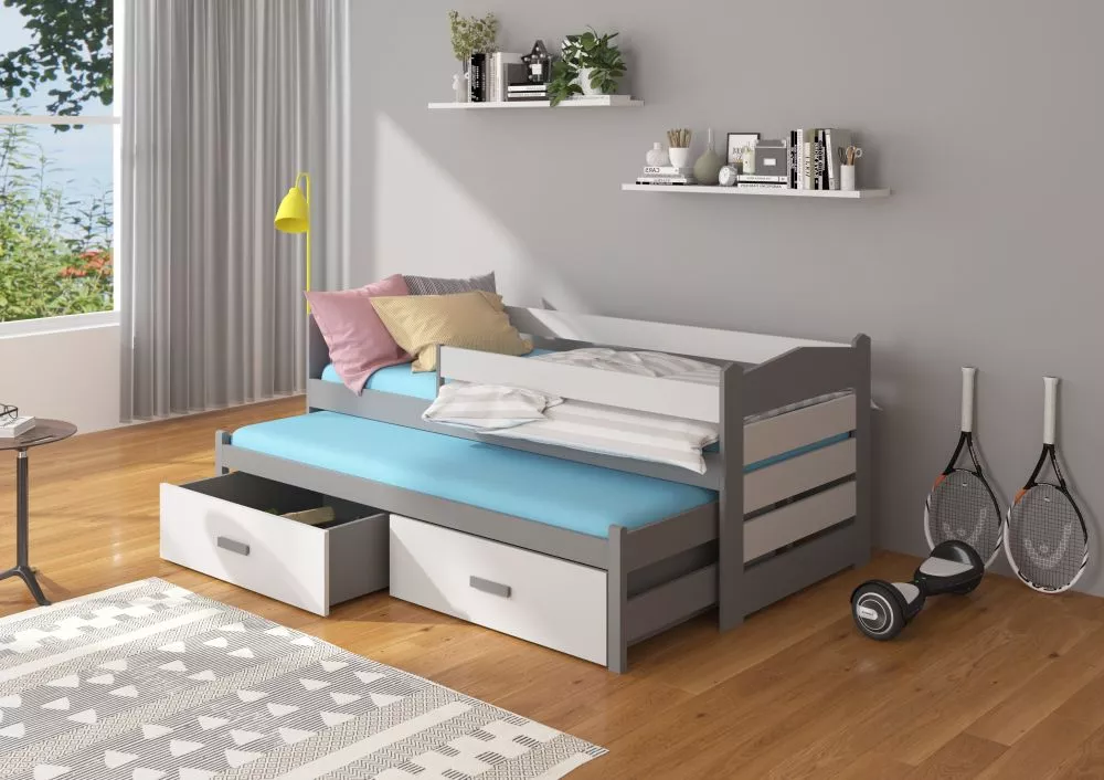 Bērnu gulta Tiarro Colour ar stelāžam Guļamvietas platums: 90 cm, Guļamvietas garums: 200 cm, · 97 × 206 × 80 cm