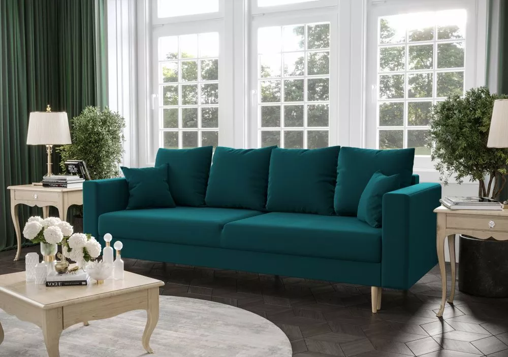 Dīvāns Kristi Standard Guļamvietas platums: 135 cm, · Tirkīzs · 225 × 87 cm