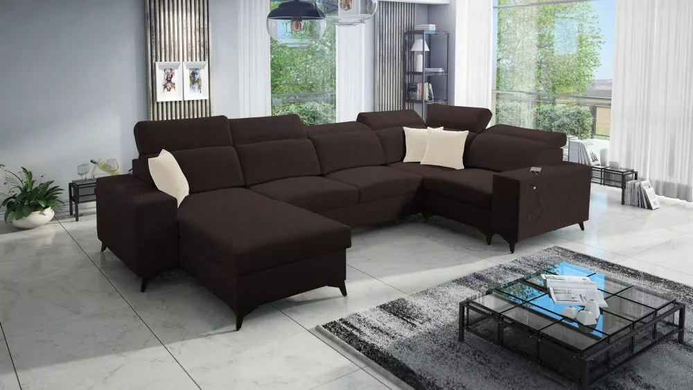 Dīvāns Bartone 4 Mix Standard · Tumši brūns · 203 × 361 × 83 cm