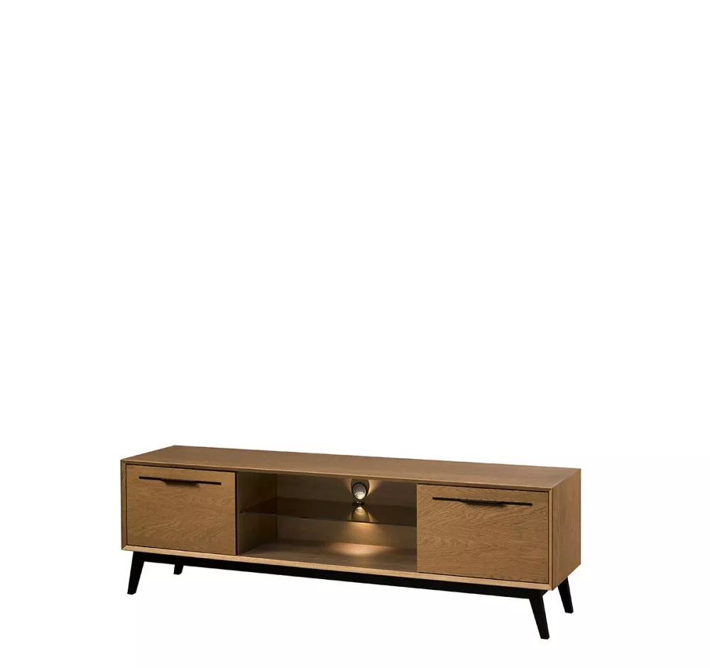 TV tumba Lazure 25 ar LED · Dižskābardis + melns · 180 × 42 × 55 cm