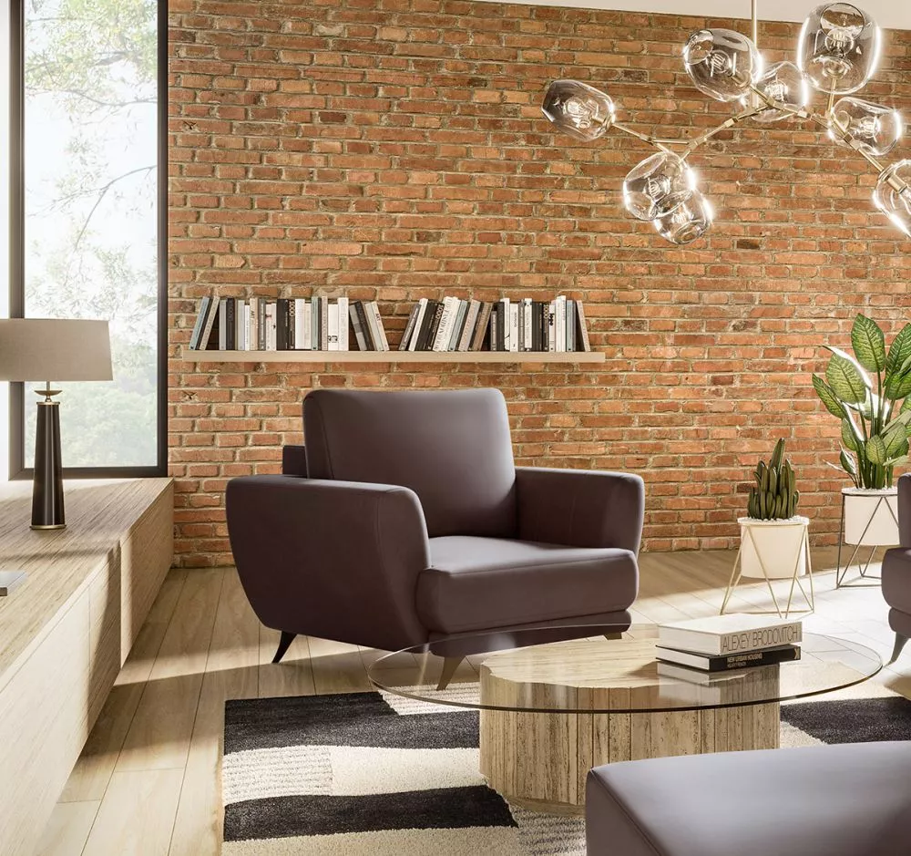 Mīksts krēsls Megis 1S Premium standard Sēdvietas dziļums: 60 cm, · Tumši brūns · 102 × 94 × 87 cm