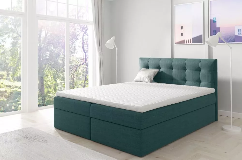 Gulta Top1 Boxspring Premium Standard Guļamvietas platums: 140 cm, Guļamvietas garums: 200 cm, · tumšs tirkīzs · 144 × 2