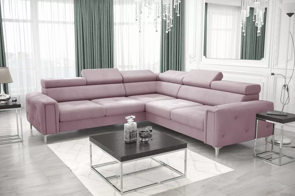 Dīvāns Orion 1 standard · Rozā · 255 × 255 × 78 cm