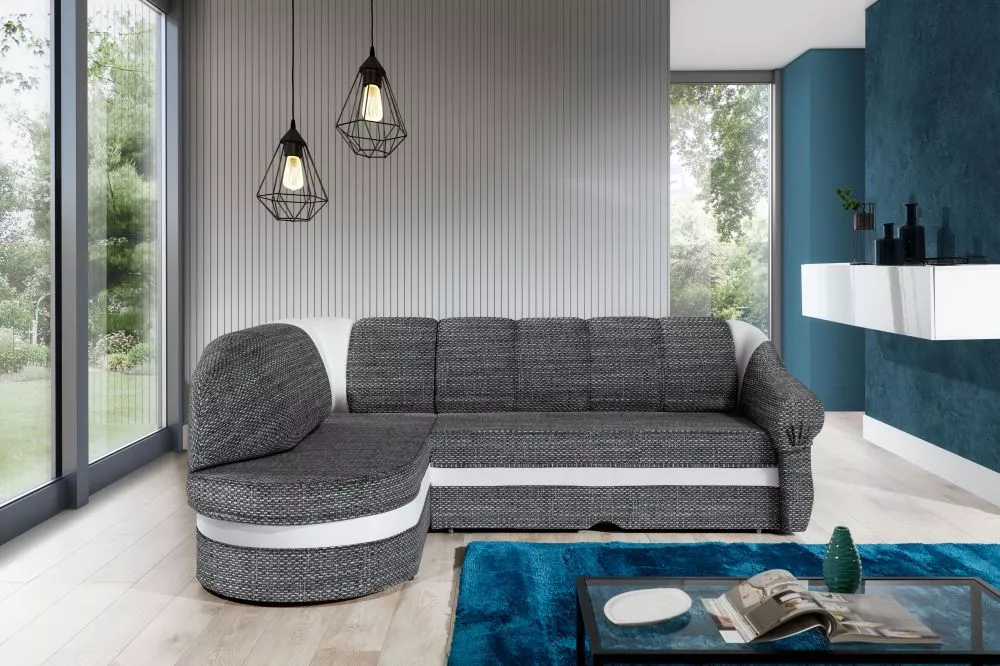 Dīvāns Benano Lux standard · Pelēks + balts · 180 × 250 × 85 cm