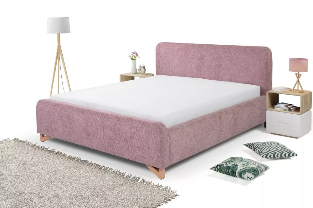 Gulta Flamingo Standard ar stelāžu Guļamvietas platums: 180 cm, Guļamvietas garums: 200 cm, stelāžas tips: koka, · Rozā 