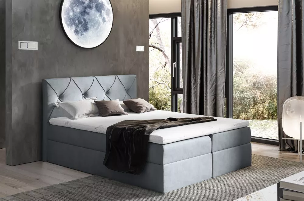 Gulta Crystal Boxspring Premium Standard Guļamvietas platums: 120 cm, Guļamvietas garums: 200 cm, · Pelēks · 124 × 208 ×