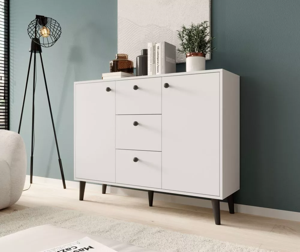 Kumode Besa Black · Balts · 120 × 35 × 93 cm
