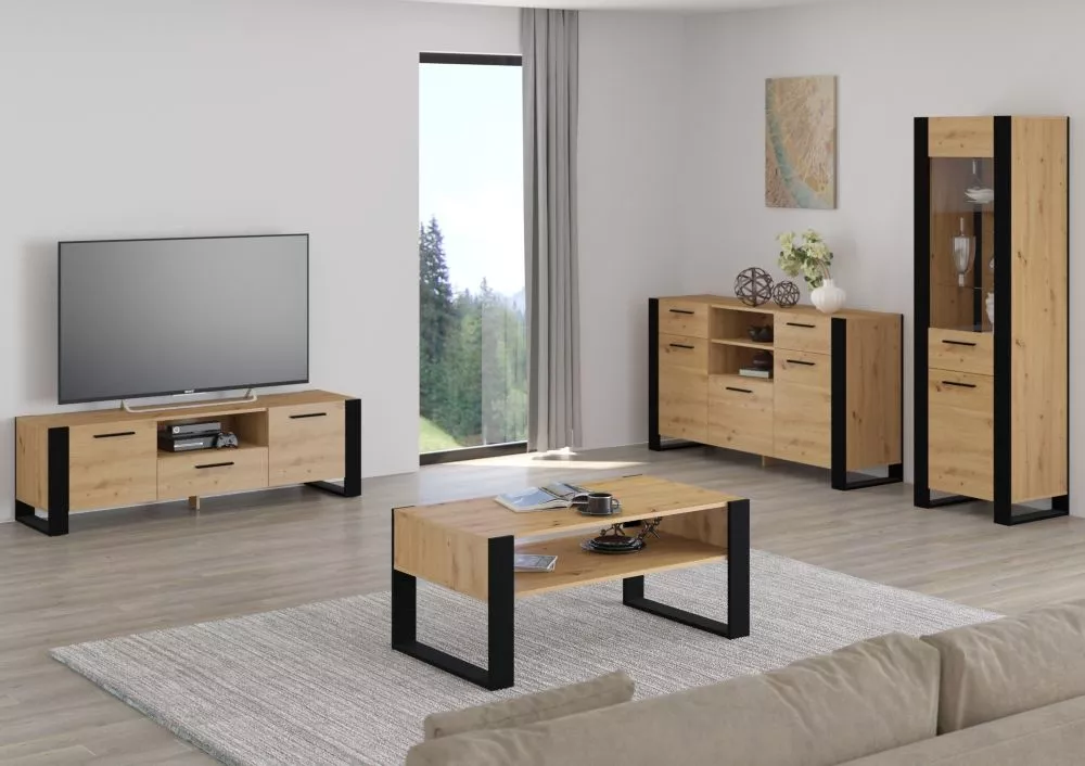 Komplekts Nuka Set 2 Korpusa krāsa: ozols artisan, Elementu krāsa: melns, · 60 × 188 cm
