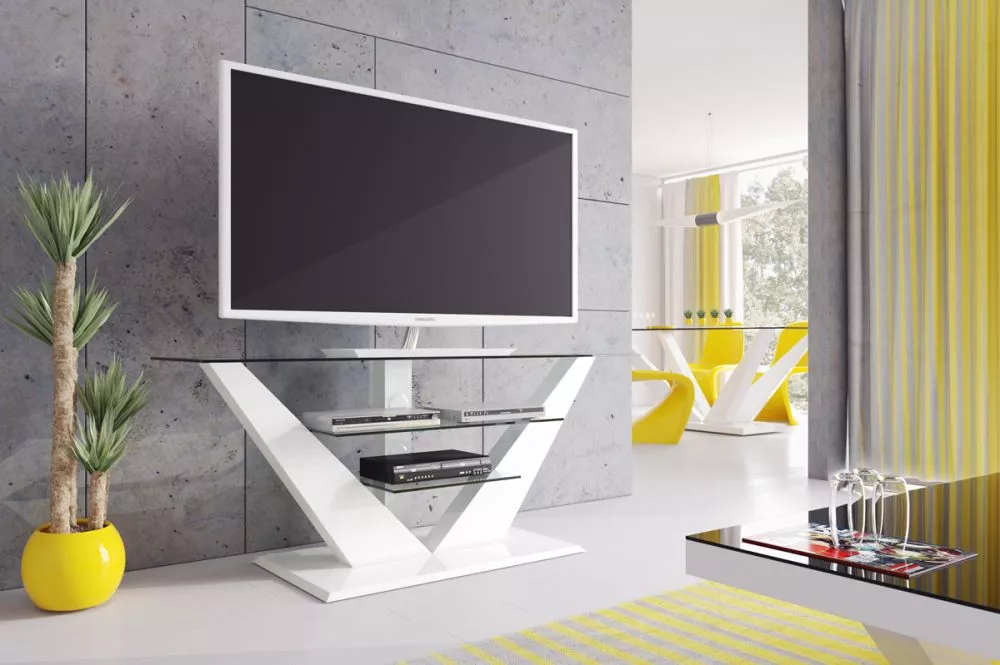 TV tumba RTV Luna ar LED · Balts · 140 × 53.5 × 65.5 cm