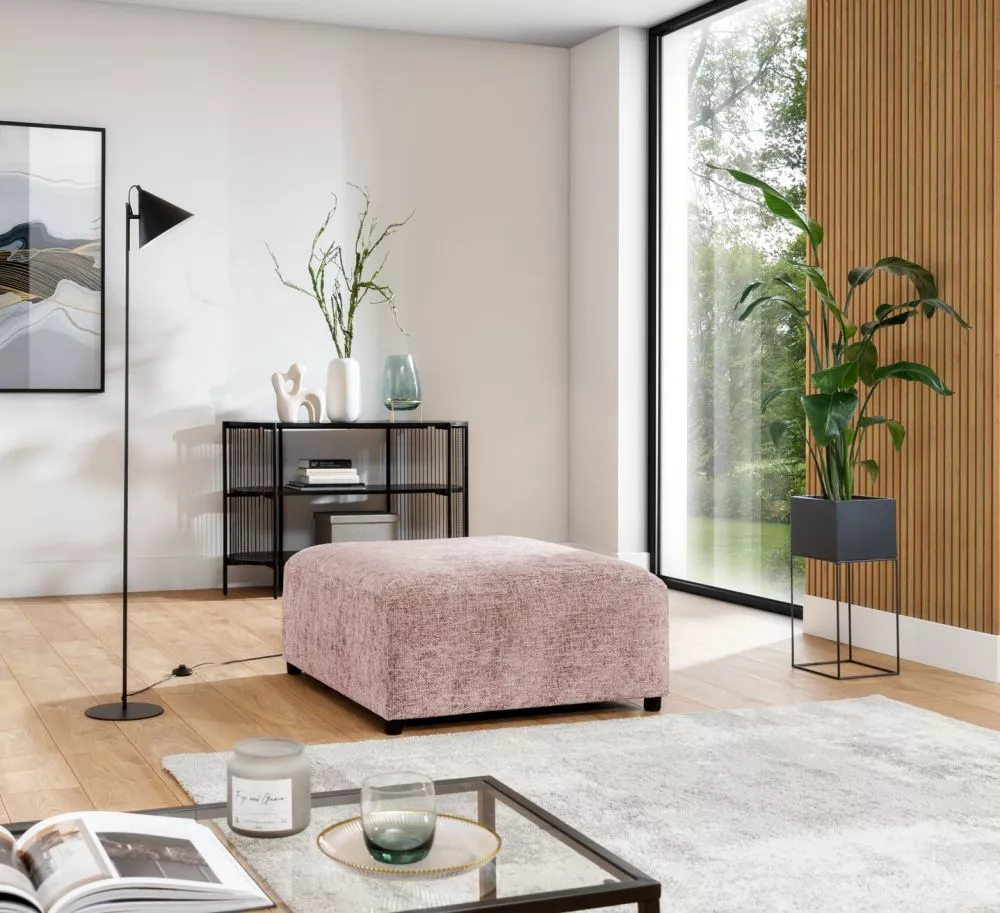 Pufs Roma P Standard Auduma numurs: Enjoy Me 02, · Rozā · 100 × 50 × 91 cm