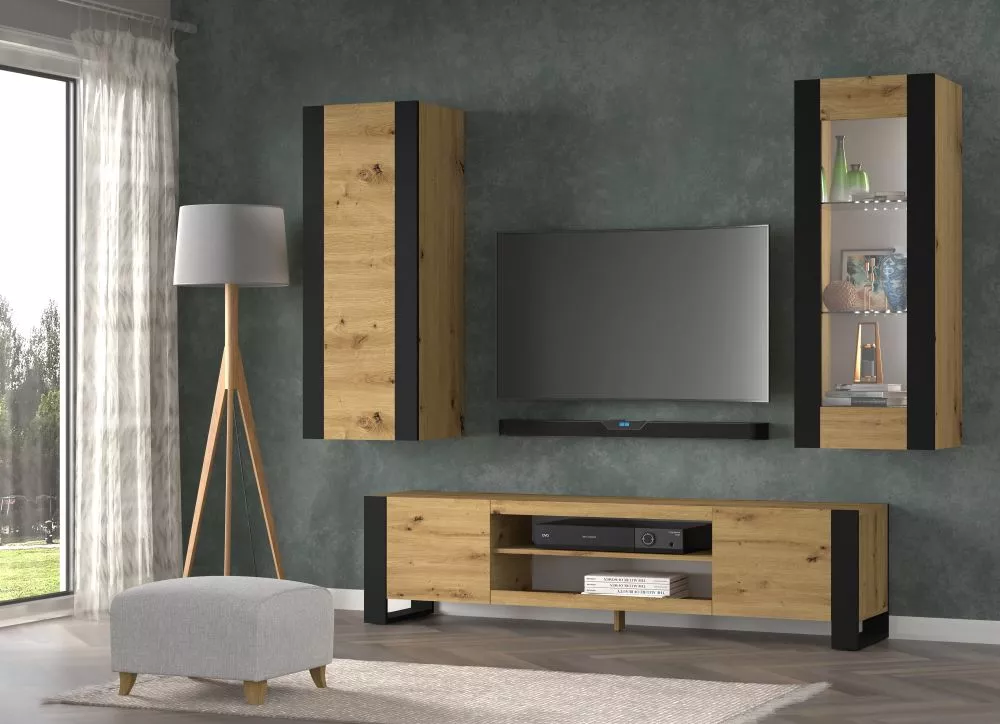 Sekcija Mondi B ar LED Korpusa krāsa: ozols artisan, · 238 × 40 × 190 cm