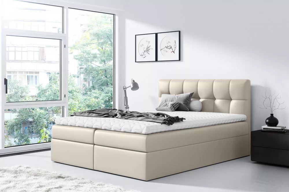 Gulta Rico 1 Boxspring Standard Guļamvietas platums: 140 cm, Guļamvietas garums: 200 cm, · Gaišais krēms · 144 × 208 × 1