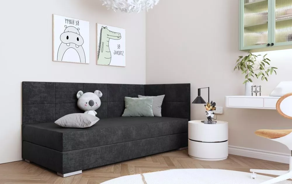 Gulta Tomar 3R Boxspring Standard Guļamvietas platums: 90 cm, Guļamvietas garums: 200 cm, · Grafīts · 95 × 205 × 95 cm