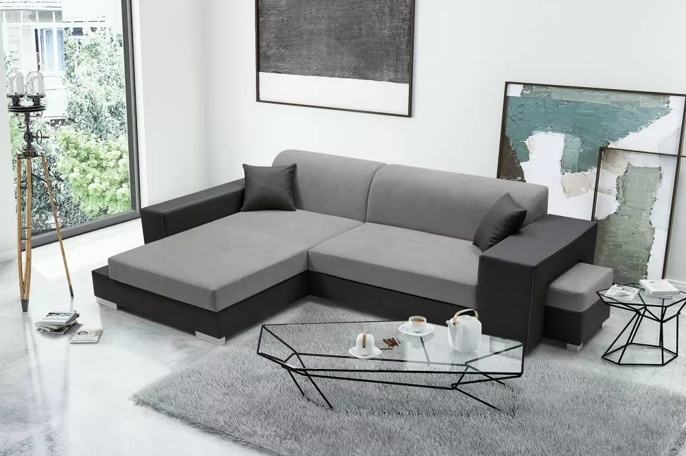 Dīvāns Madagaskar Comfort Standard · Pelēks + melns · 177 × 290 × 75 cm