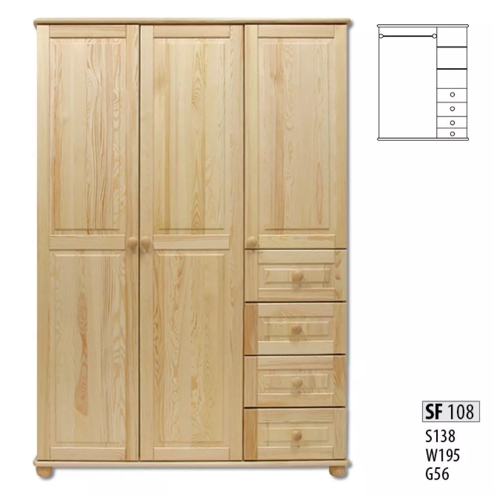 Skapis SF 108 · Priede · 138 × 56 × 195 cm