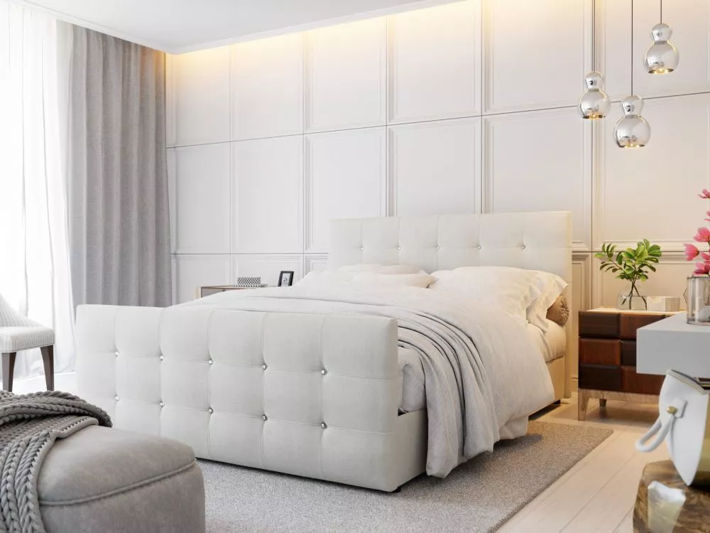 Gulta Kleo Boxspring standard Guļamvietas platums: 160 cm, Guļamvietas garums: 200 cm, · Krēma · 165 × 216 × 106 cm