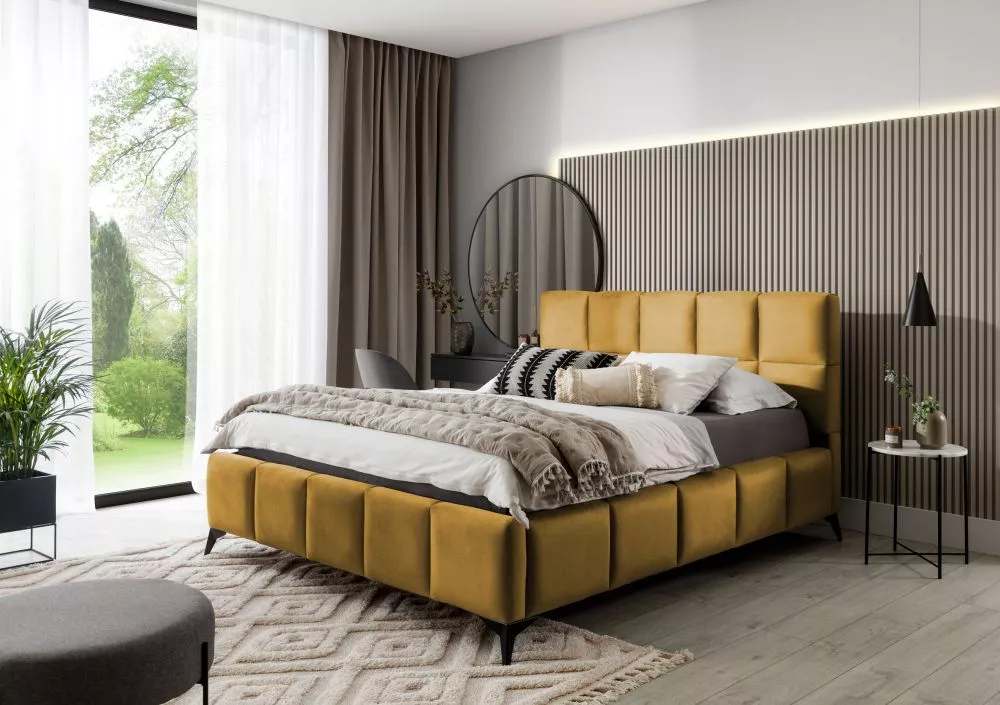 Gulta Mist Nube Standard ar stelāžu Guļamvietas platums: 140 cm, Guļamvietas garums: 200 cm, · Dzeltens · 160 × 223 × 11