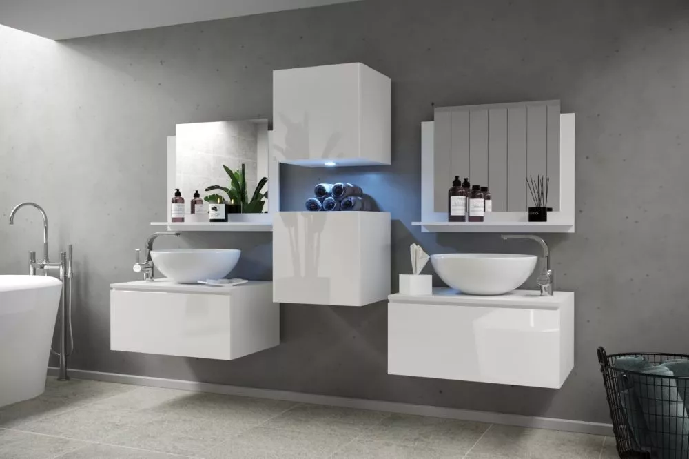 Vannas istabas komplekts Alius 43 gloss ar LED · Balts · 42 cm