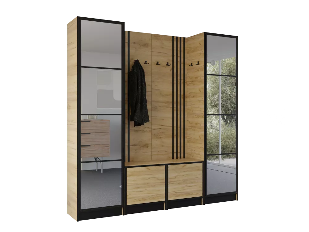 Koridora iekārta Eden Plus 18 · Ozols craft zelts · 212.4 × 39 × 205 cm