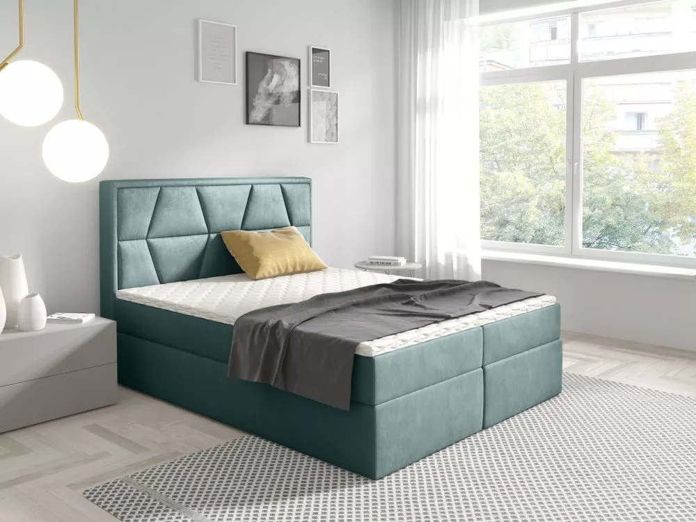 Gulta Arsizio Boxspring Standard Guļamvietas platums: 160 cm, Guļamvietas garums: 200 cm, · Jūraszaļš · 161 × 208 × 112 