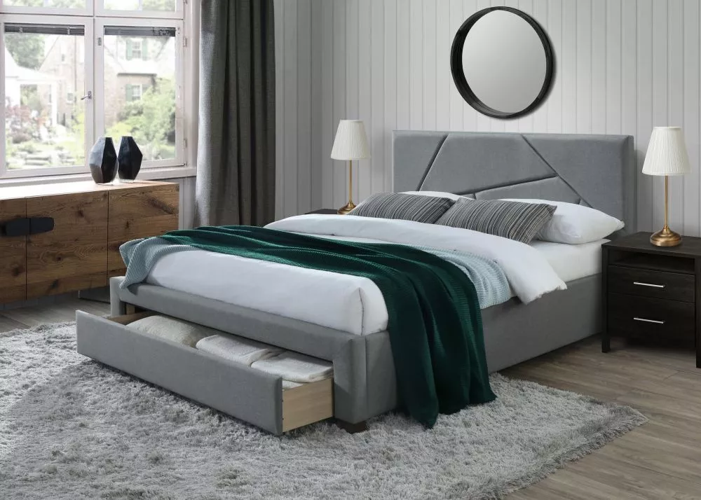 Gulta Valery 160x200 ar stelāžu Guļamvietas platums: 160 cm, Guļamvietas garums: 200 cm, · Pelēks · 165 × 214 × 102 cm