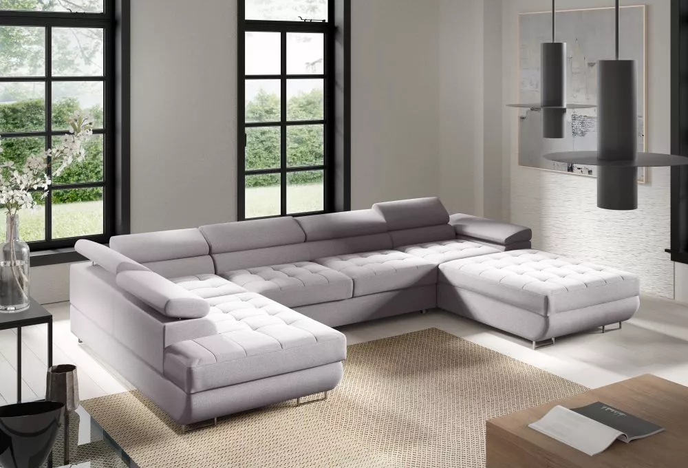 Dīvāns Corner Benjamin 275 U standard · Gaiši pelēks · 203 × 347 × 90 cm
