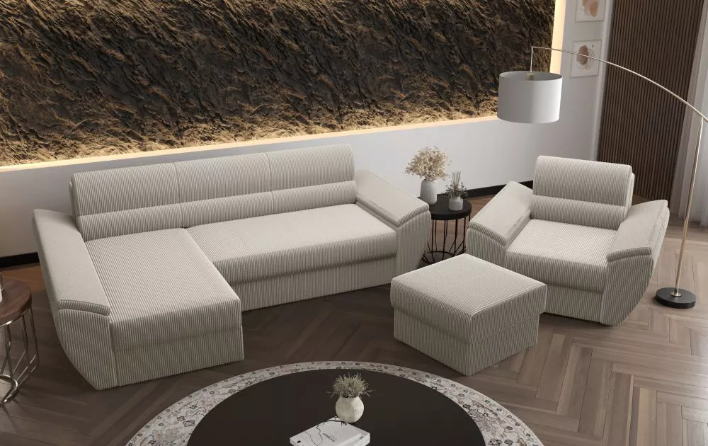 Komplekts Rebi L3+1S+P Standard · Sudrabs · 140 × 251 × 88 cm