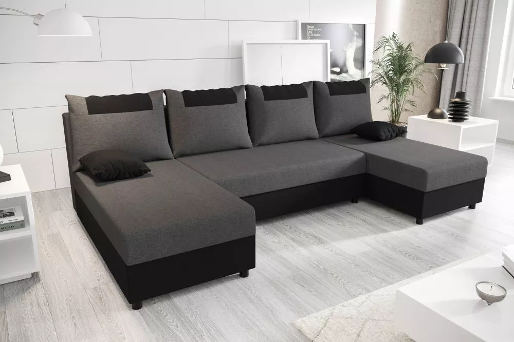 Dīvāns Star U standard · Tumši pelēks + melns · 140 × 271 × 90 cm
