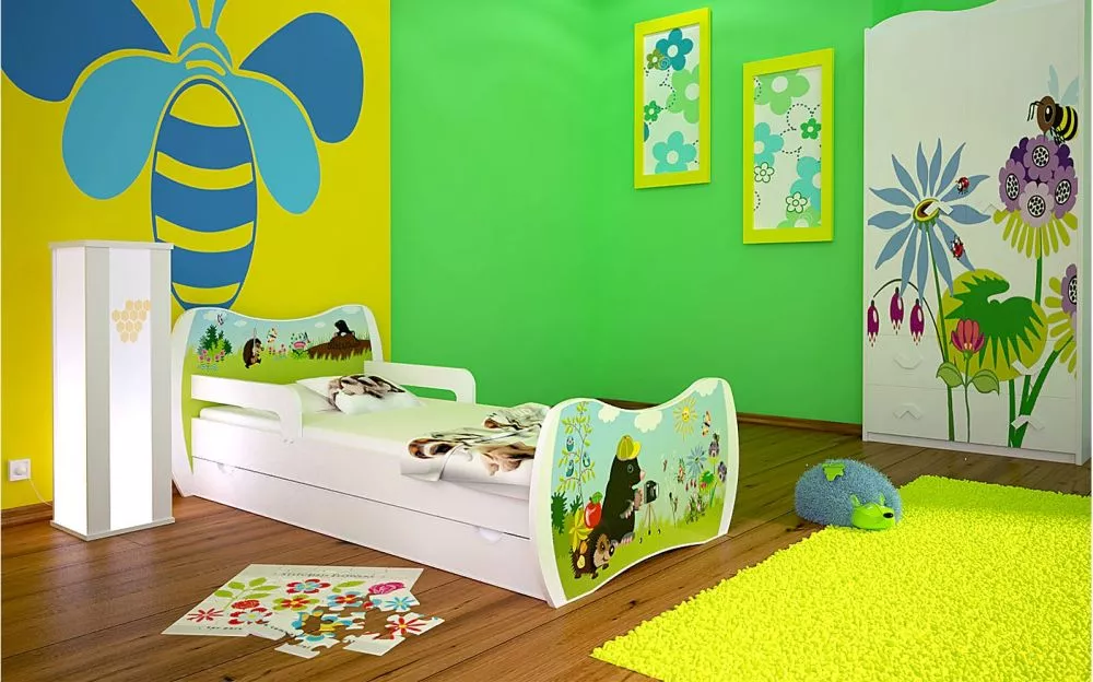 Bērnu gulta Dream L02 140x70 DM18 ar stelāžu Guļamvietas platums: 70 cm, Guļamvietas garums: 140 cm, · 94 × 144 × 71 cm