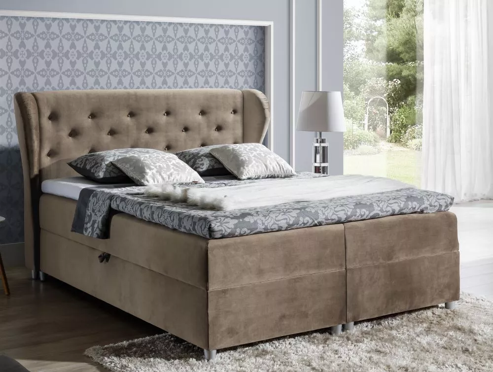 Gulta Pasito Boxspring Premium Standard Guļamvietas platums: 200 cm, Guļamvietas garums: 200 cm, · Kapučino · 224 × 212 