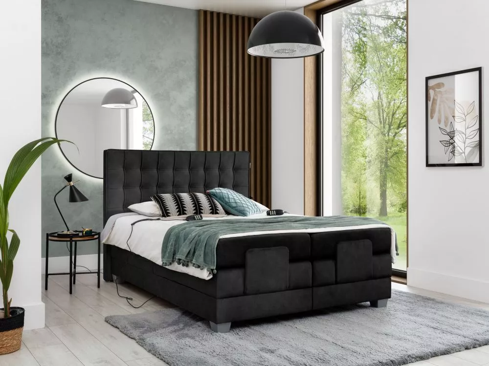 Gulta Play Electric Boxspring Standard Guļamvietas platums: 160 cm, Guļamvietas garums: 200 cm, · Melns · 167 × 212 × 11