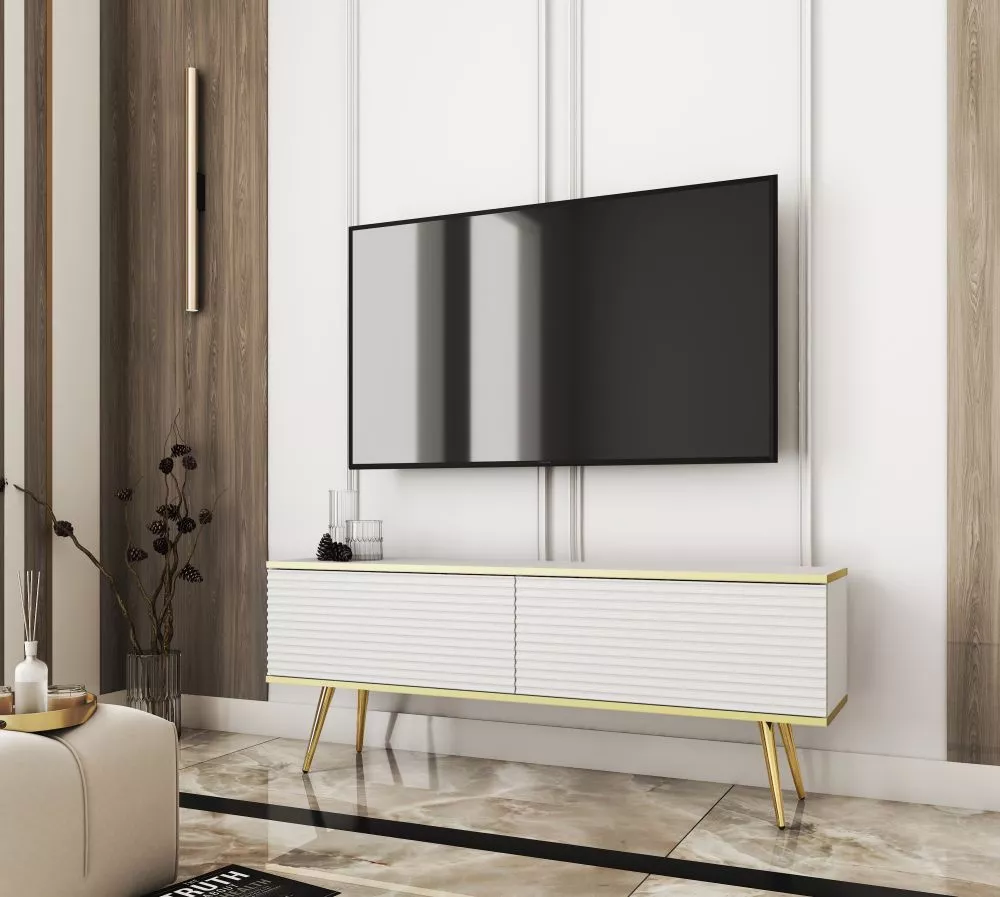 TV tumba Oro MDF Gold · Balts · 135 × 32 × 53 cm