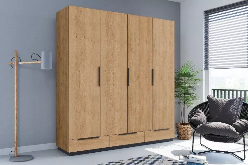 Skapis Modern C3B · Ozols craft zelts · 203 × 61 × 215 cm