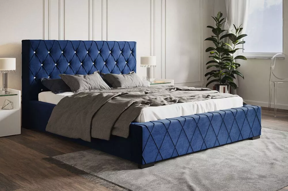 Gulta Bed 4 standard ar stelāžu Guļamvietas platums: 140 cm, Guļamvietas garums: 200 cm, stelāžas tips: koka, · Zils · 1