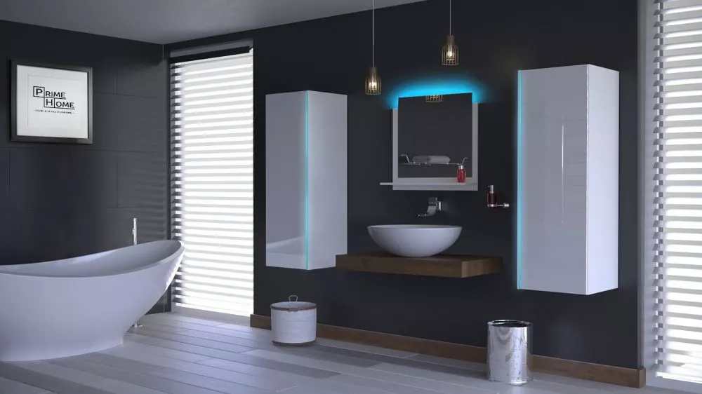 Vannas istabas komplekts Alius 8 ar LED · Balts · 110 × 30 cm