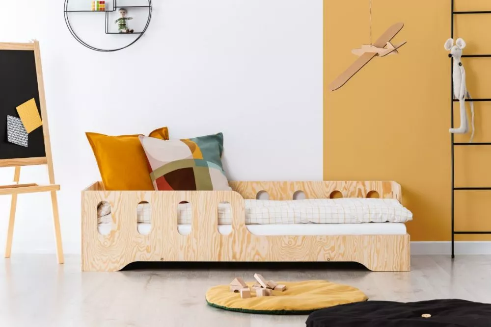 Bērnu gulta Kiki 1-P ar stelāžu Puse: labā, Guļamvietas platums: 80 cm, Guļamvietas garums: 200 cm, · Priede · 83 × 203 