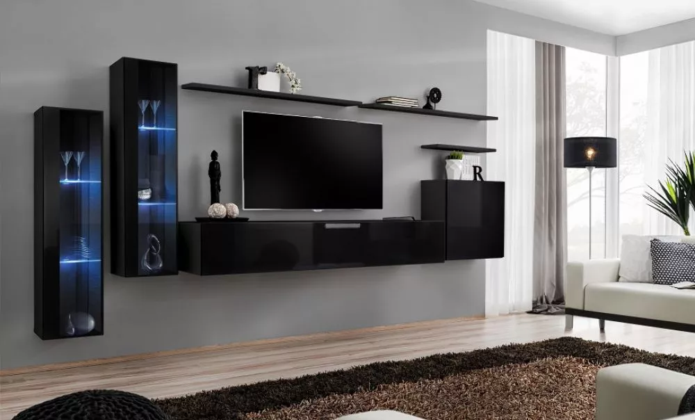 Sekcija Switch 11 · Melna · 330 × 40 × 160 cm